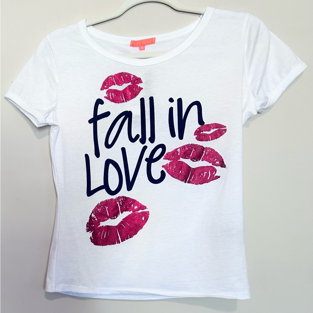 White 'Fall in Love' Graphic Tee